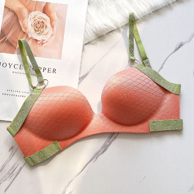 Flourish 1 Pc Non-Wired Padded Bra – Cute & Stylish with Contrast Glitter Straps, Hollow Back, Light Padding & 4-Hook Adjustable Closure (3D2022)