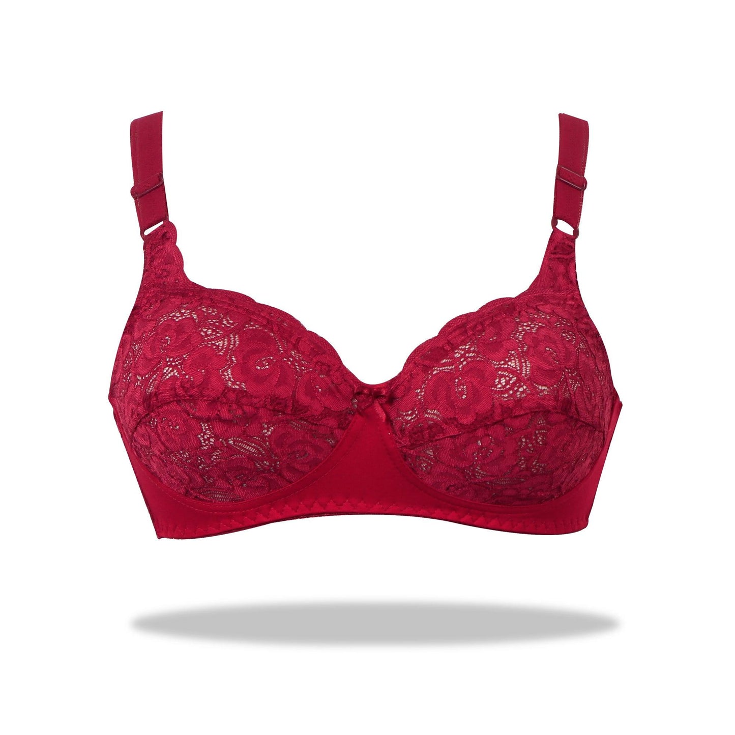 Maroon Marvel - Non Padded Wirefree Stretchable Bra with Lacy Cups