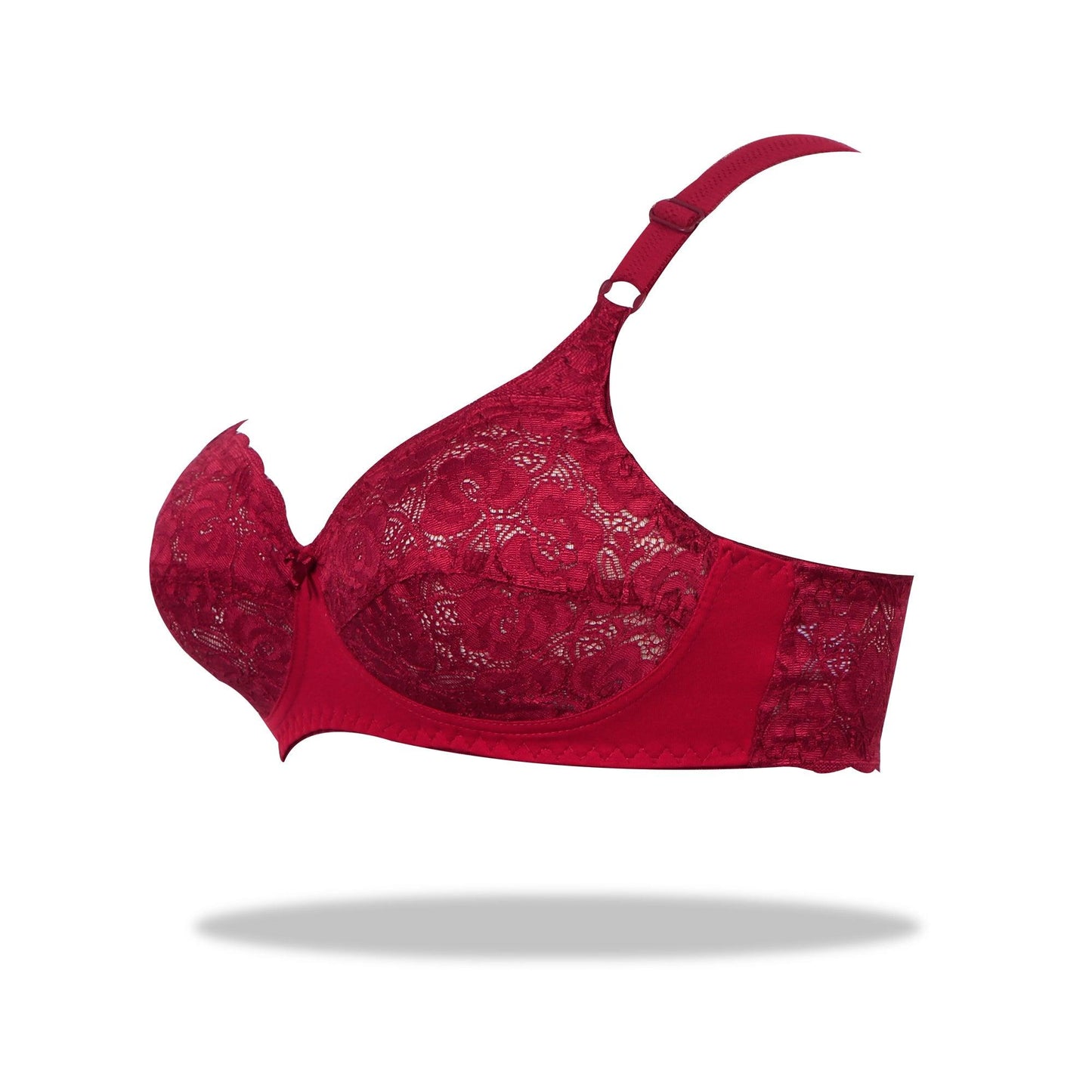 Maroon Marvel - Non Padded Wirefree Stretchable Bra with Lacy Cups
