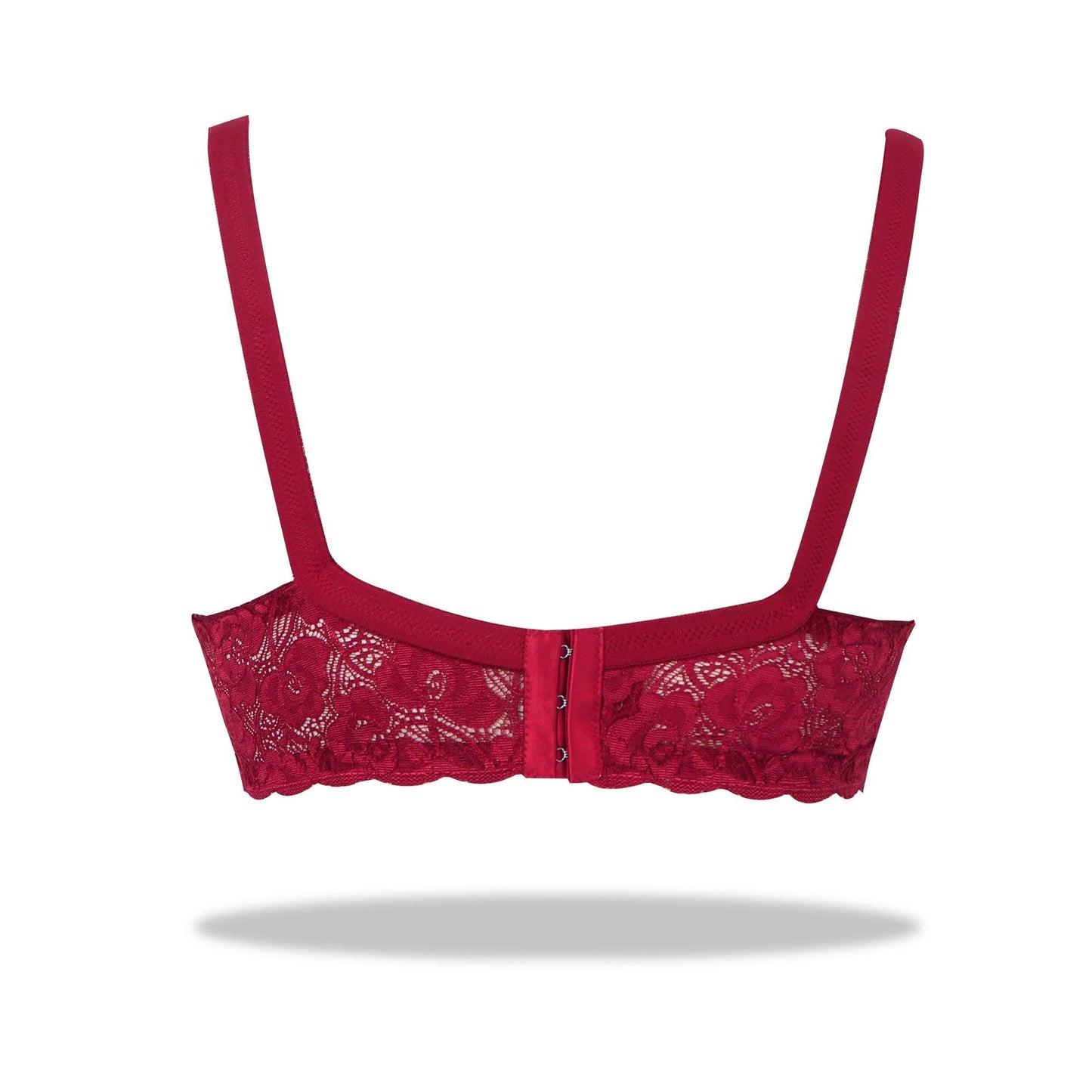 Maroon Marvel - Non Padded Wirefree Stretchable Bra with Lacy Cups