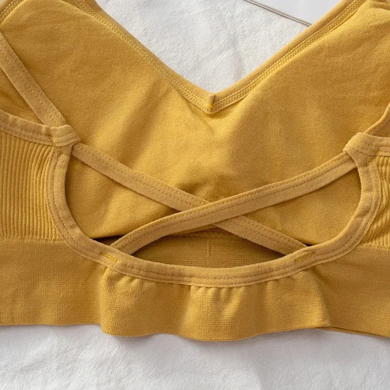 Seamless Push-Up Tank Bralette – Backless Crop Top