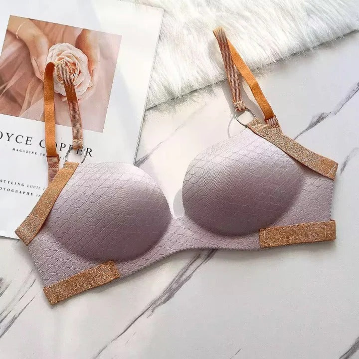 Flourish 1 Pc Non-Wired Padded Bra – Cute & Stylish with Contrast Glitter Straps, Hollow Back, Light Padding & 4-Hook Adjustable Closure (3D2022)